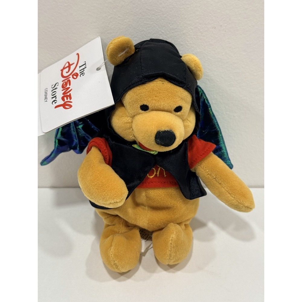 Disney Store UK Bat Pooh Plush Vintage Halloween Bean Bag  Green Wings NWT